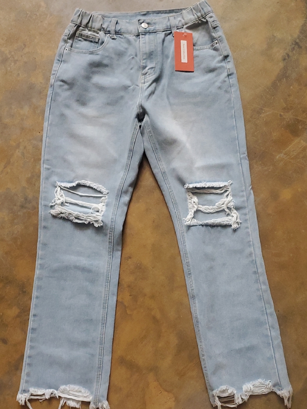 Women’s Light Blue Straight Leg Distressed Jeans